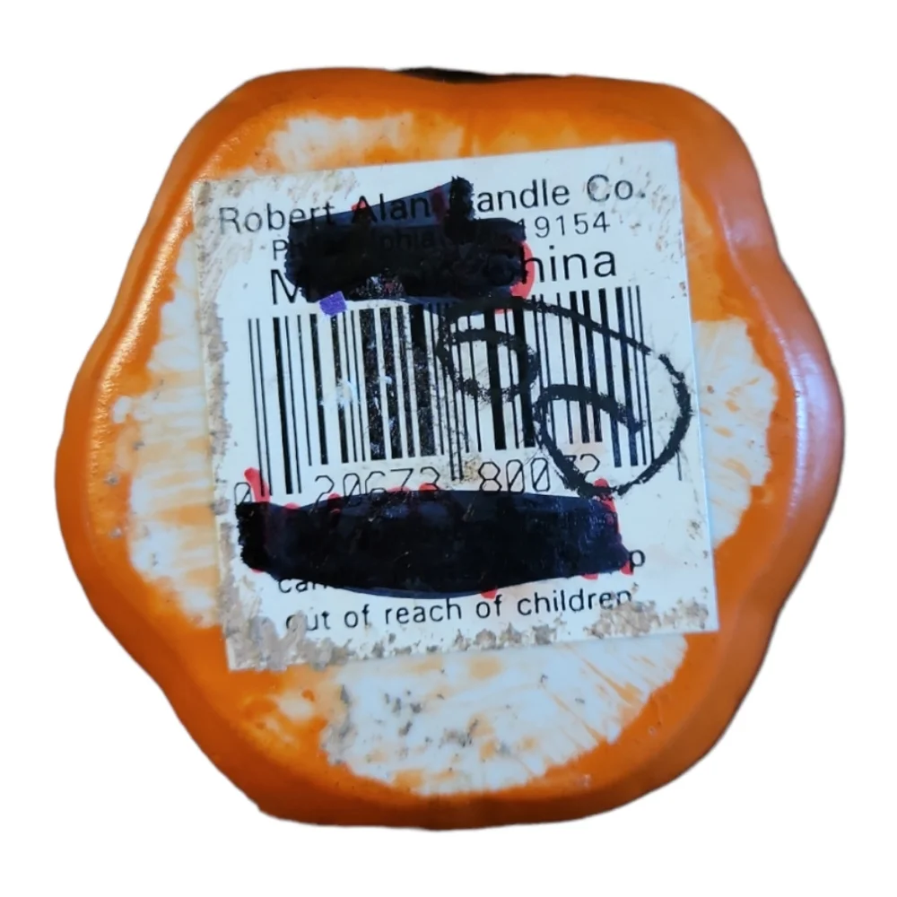 Vtg Halloween Pumpkin Jack O'Lantern Ceramic Candle Robert Allen New